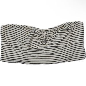 American Eagle Cream & Navy Stripped Crop Tube Top - XL